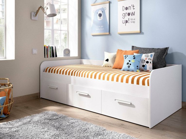 Letto bambini 3 cassetti 194x97cm bianco - Aco