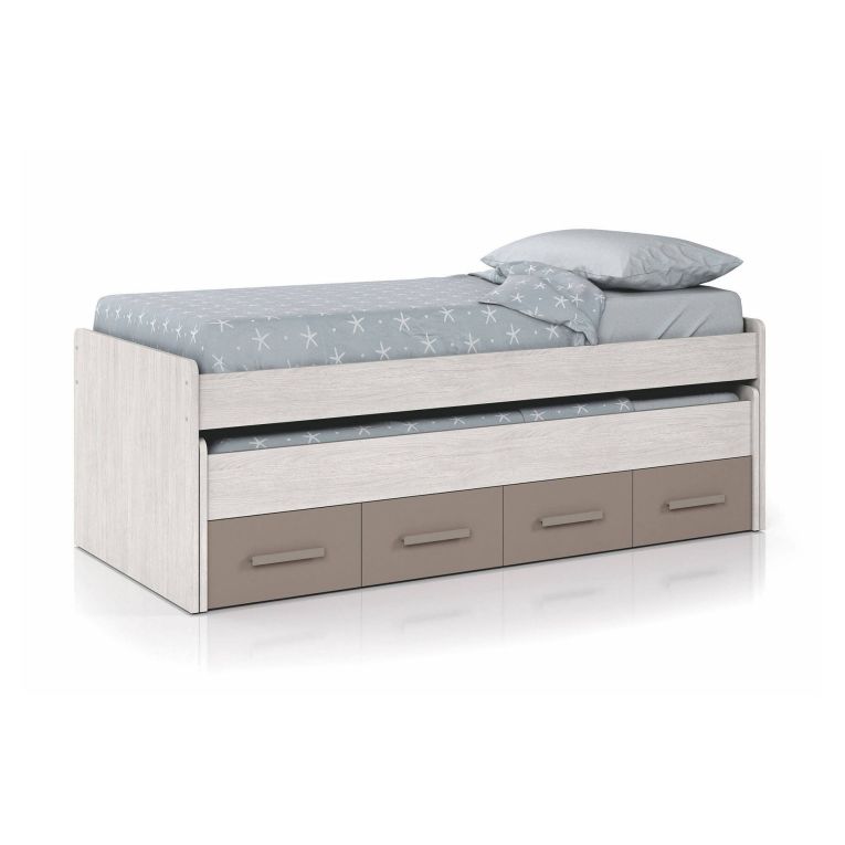 Letto bambini salvaspazio 198x96cm bianco e marrone - Cupido
