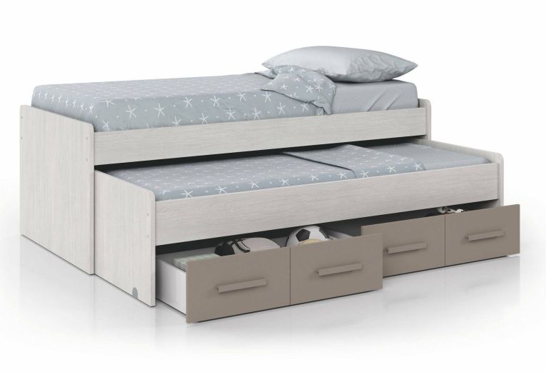 Letto bambini salvaspazio 198x96cm bianco e marrone - Cupido