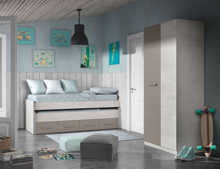 Letto bambini salvaspazio 198x96cm bianco e marrone - Cupido