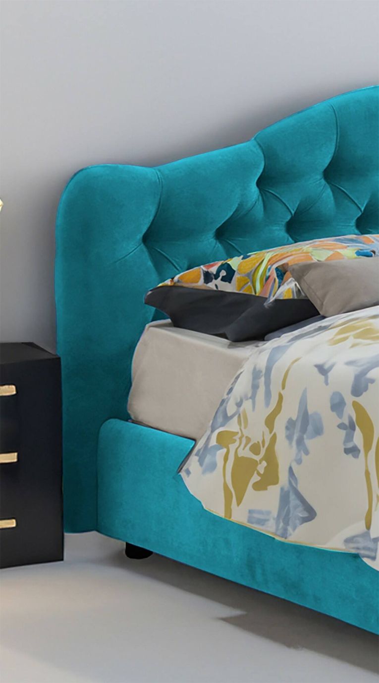 Letto due piazze con contenitore azzurro 190x210cm - Allik