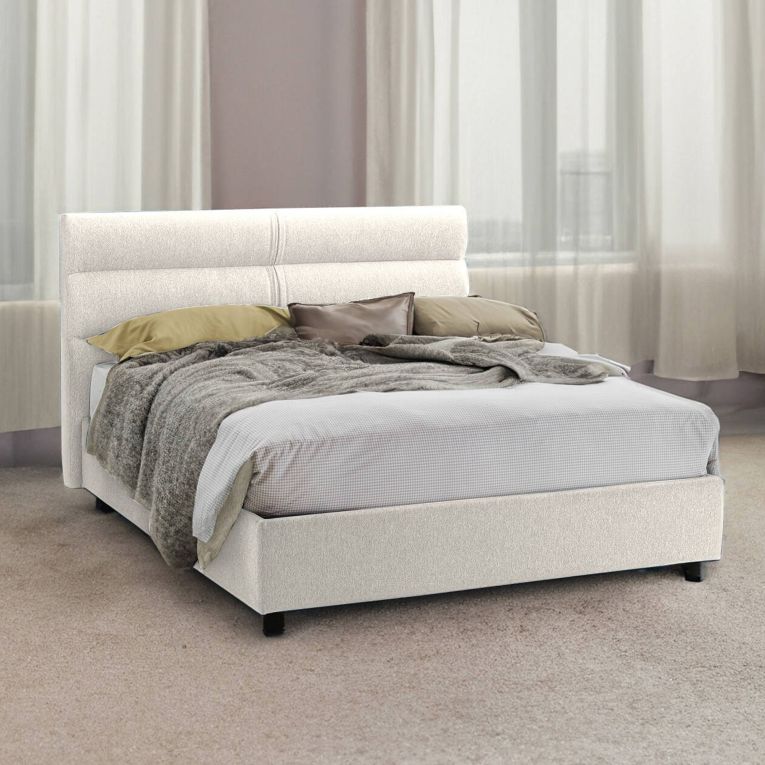 Letto due piazze con contenitore beige 177x218cm - Briatico