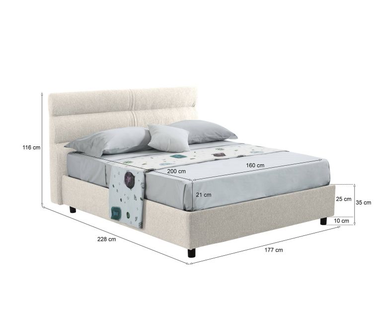 Letto due piazze con contenitore beige 177x228cm - Bedero