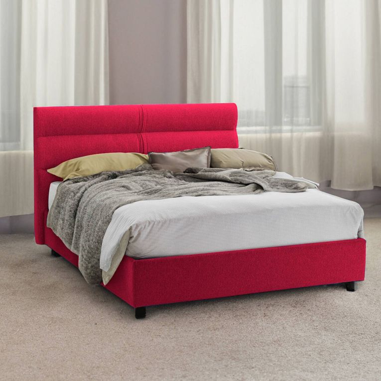Letto due piazze con contenitore rosso 177x218cm - Briatico