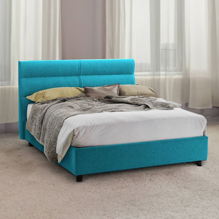Letto due piazze contenitore azzurro 177x228cm struttura in metallo - Briaglia