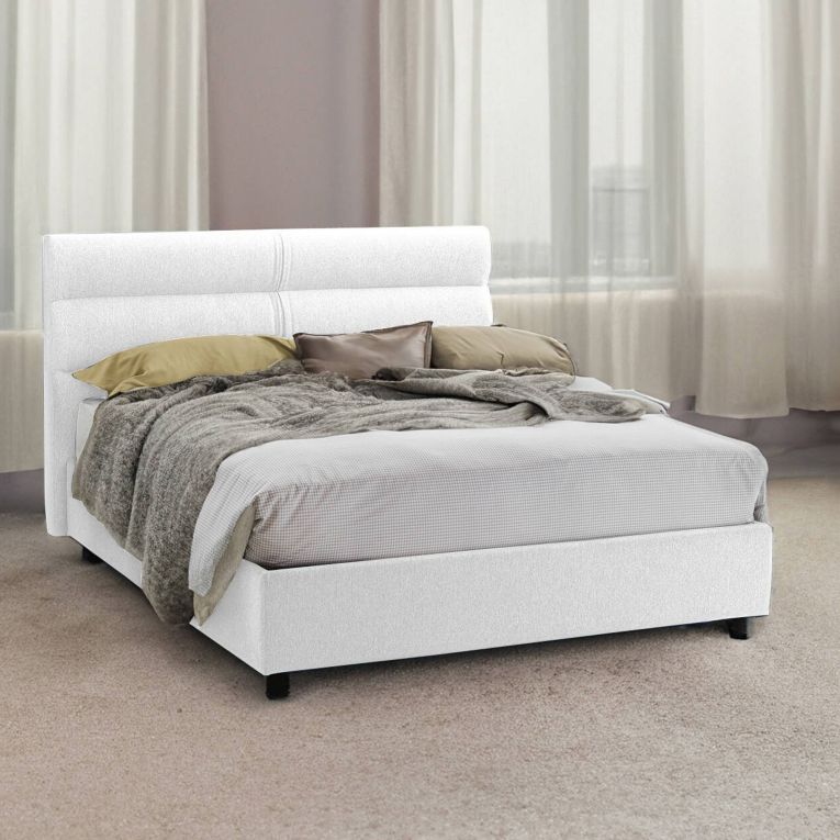 Letto due piazze contenitore bianco 177x228cm struttura in metallo - Briaglia