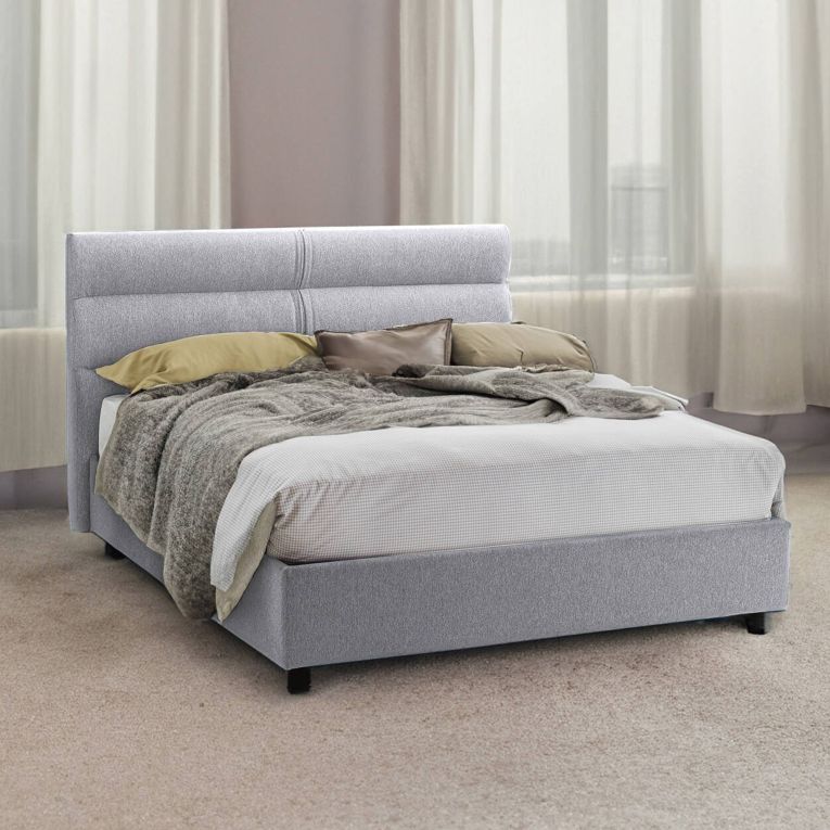 Letto due piazze contenitore grigio 177x228cm struttura in metallo - Briaglia