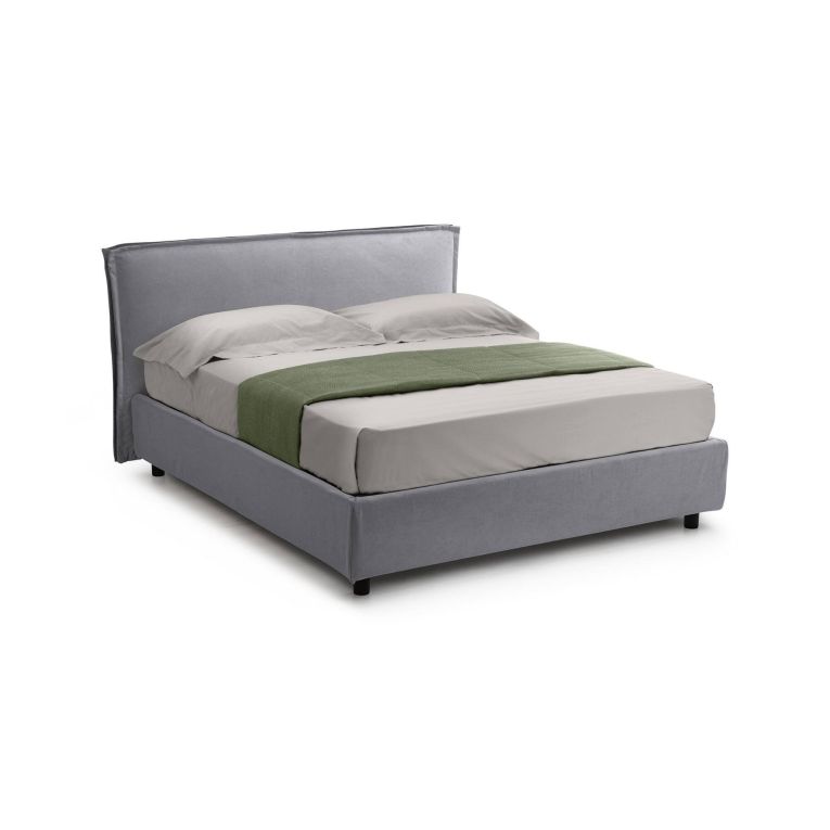 Letto due piazze contenitore grigio 180x220cm struttura in metallo - Bubbio