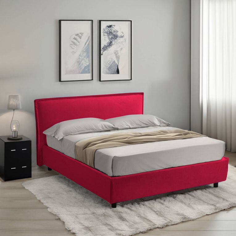 Letto due piazze contenitore rosso 180x210cm struttura in metallo - Bruzolo
