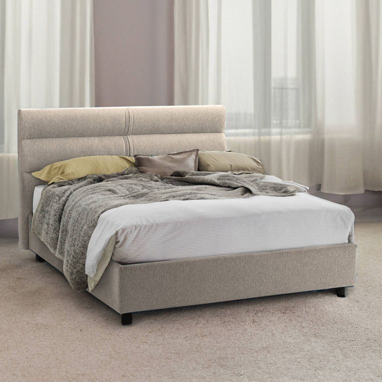 Letto due piazze contenitore tortora 177x218cm - Briatico