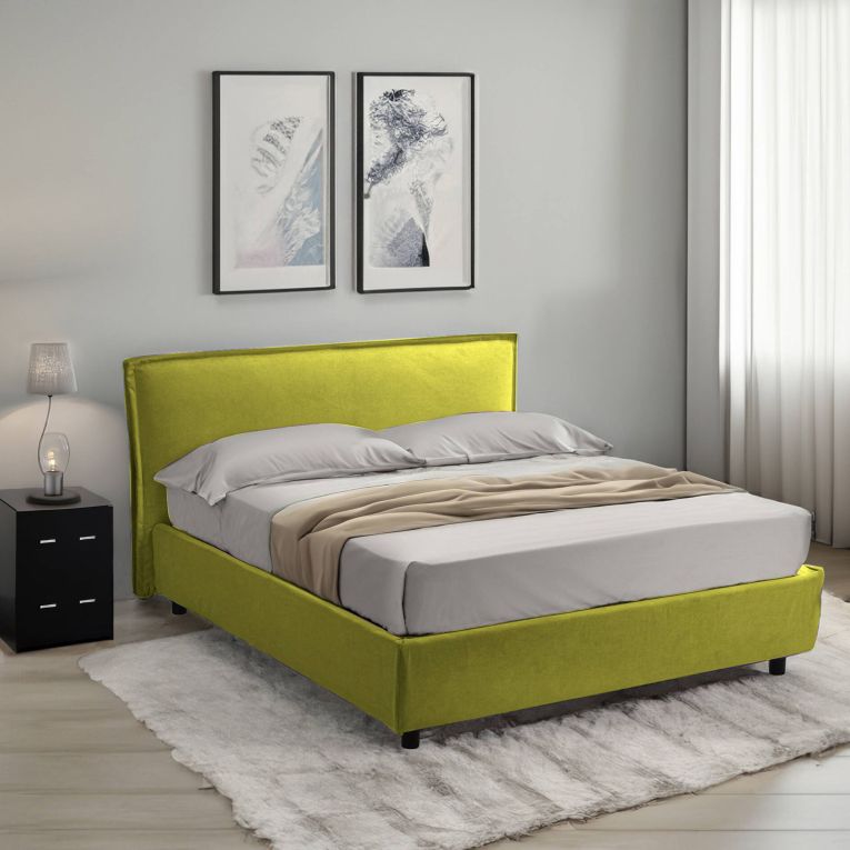 Letto due piazze contenitore verde 180x210cm struttura in metallo - Bruzolo