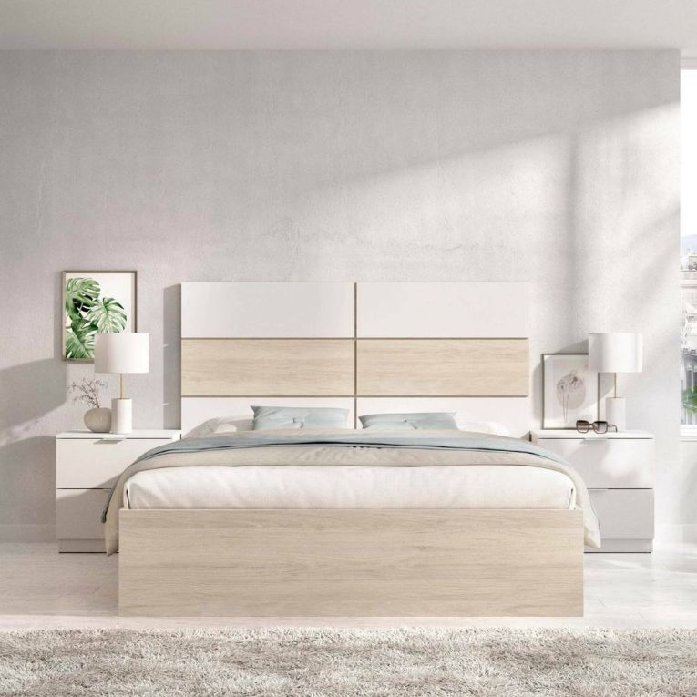 Letto francese comodo bianco e rovere 195x258cm - Zimella