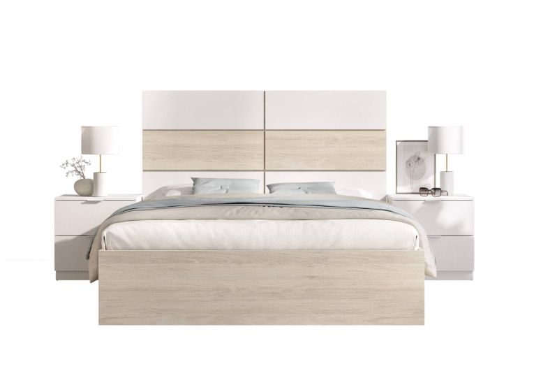 Letto francese comodo bianco e rovere 195x258cm - Zimella