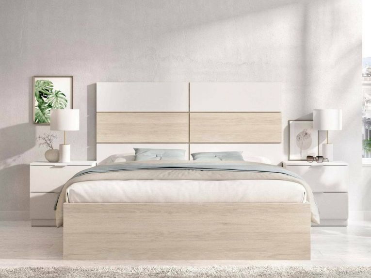 Letto francese comodo bianco e rovere 195x258cm - Zimella