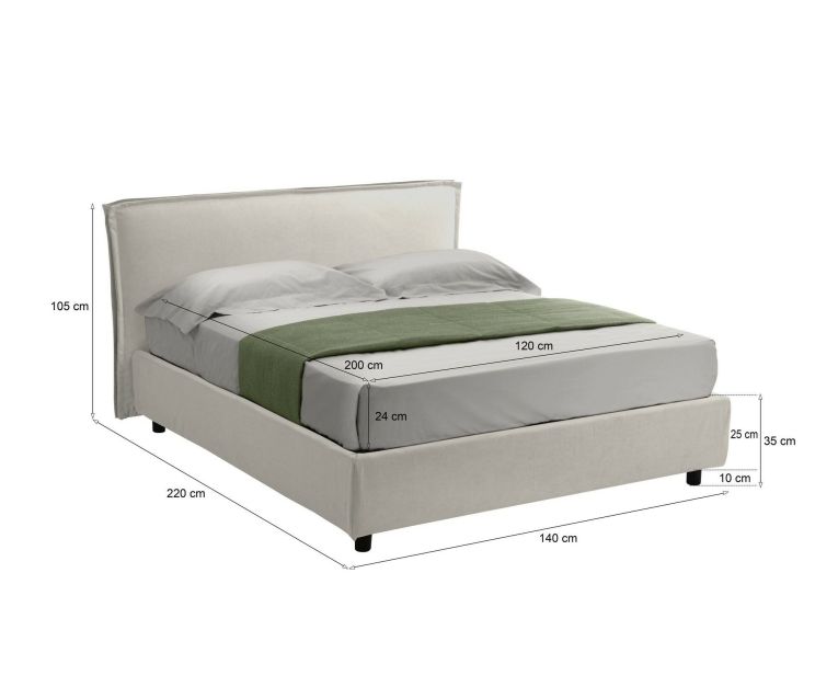 Letto francese contenitore beige 140x220cm - Brienza