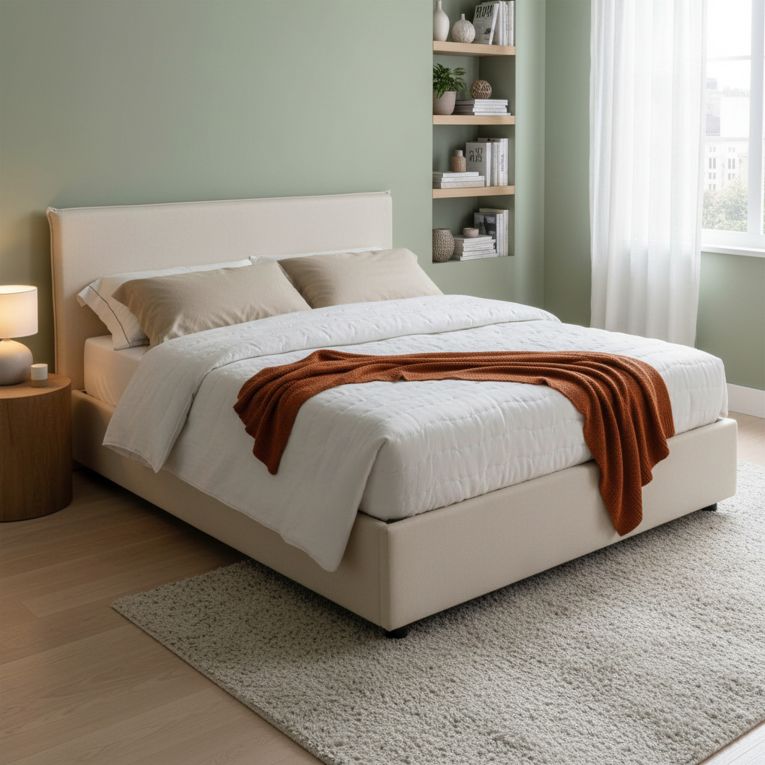Letto francese contenitore beige 155x205cm - Angelic