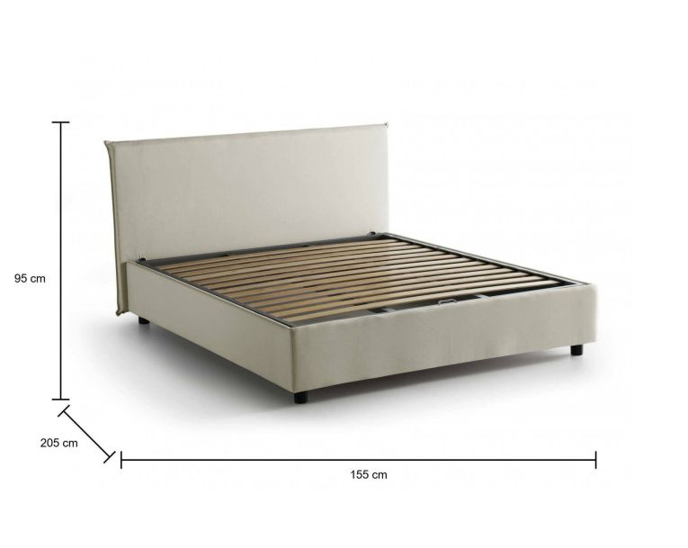 Letto francese contenitore beige 155x205cm - Angelic