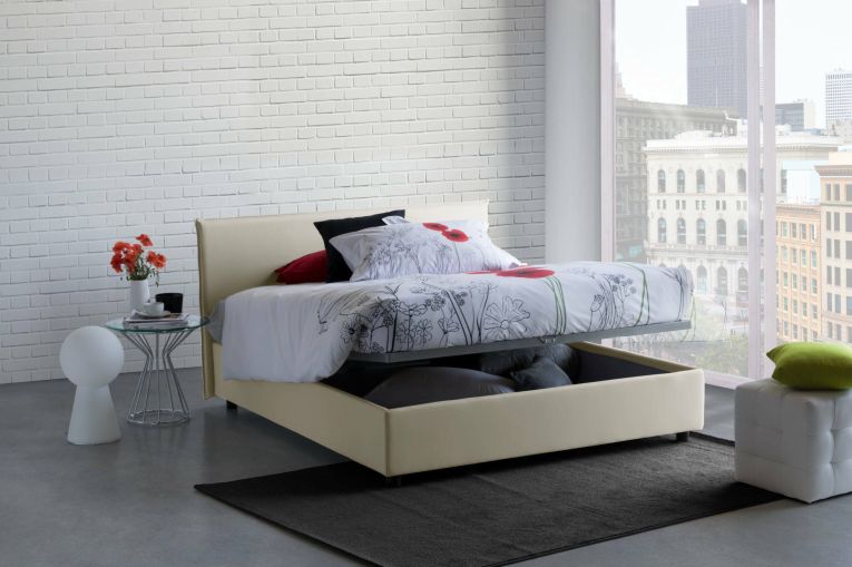 Letto francese contenitore beige 155x205cm - Angelic