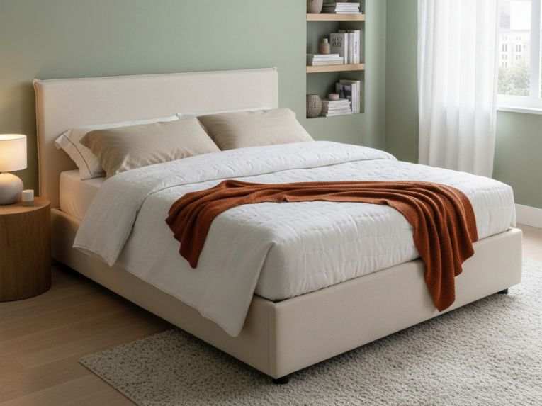 Letto francese contenitore beige 155x205cm - Angelic