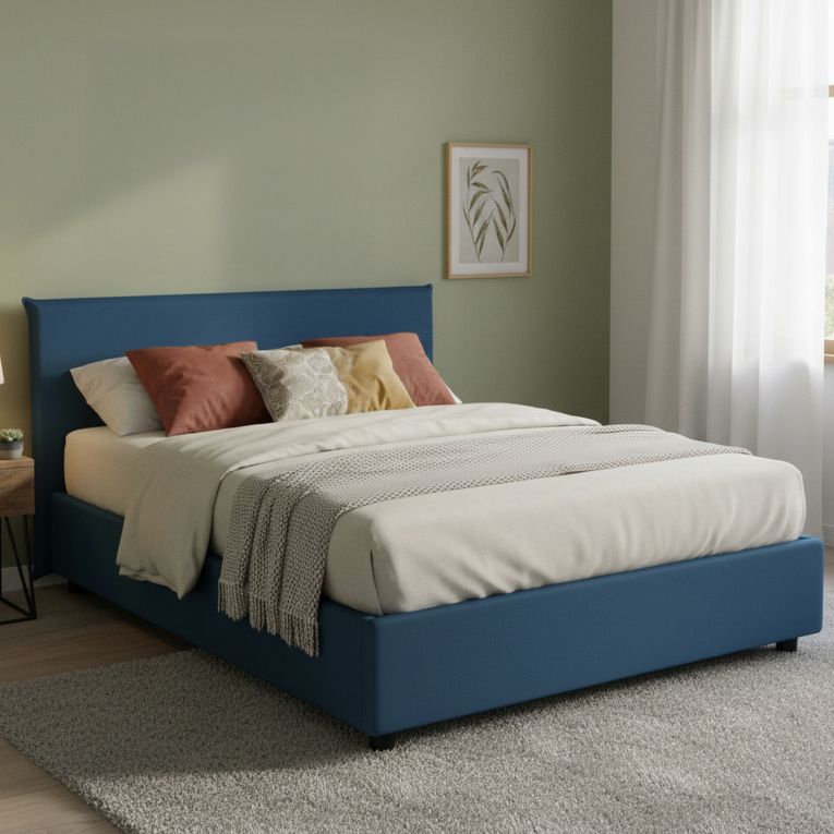 Letto francese contenitore blu 155x205cm - Angelic