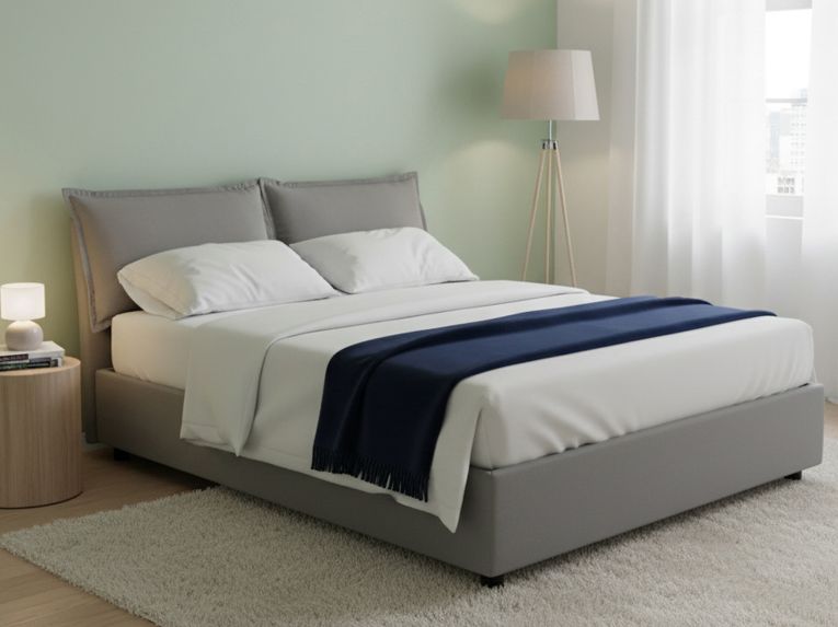 Letto francese contenitore grigio 155x205cm - Arden