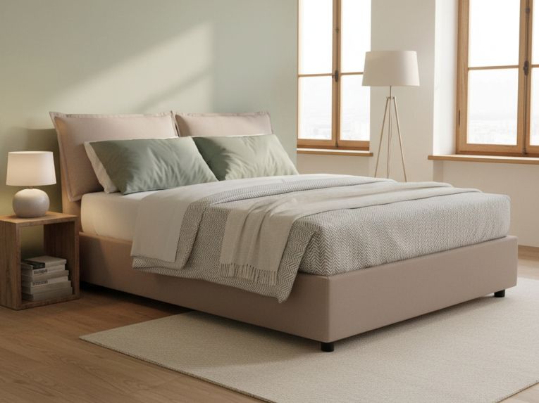 Letto francese contenitore tortora 155x205cm - Arden