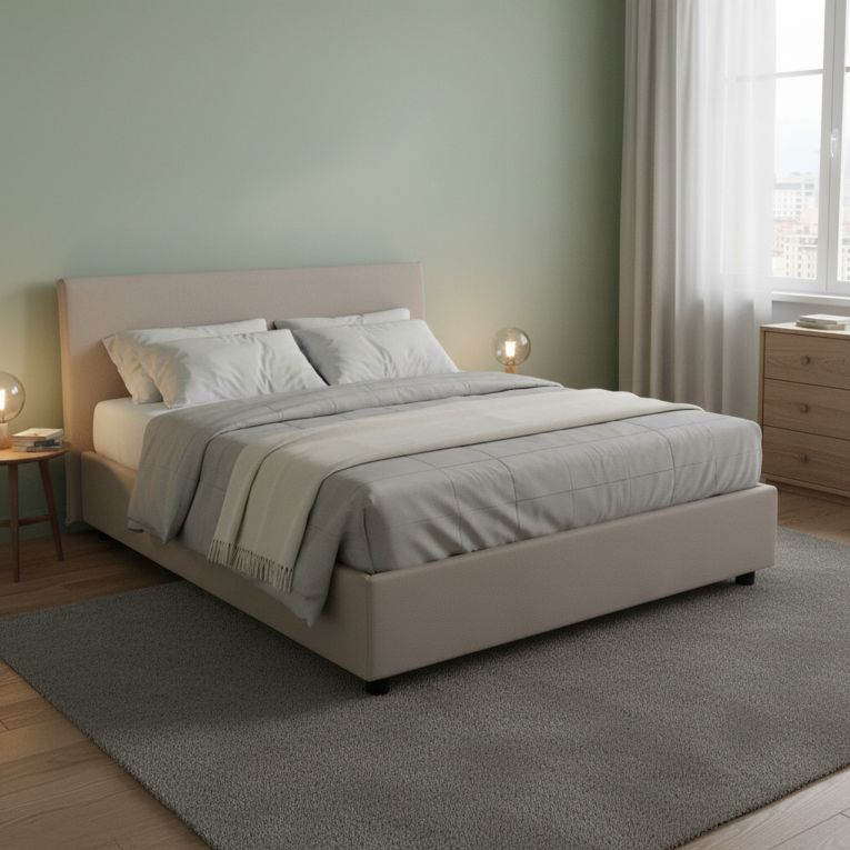 Letto francese contenitore tortora 155x215cm - Alvacus