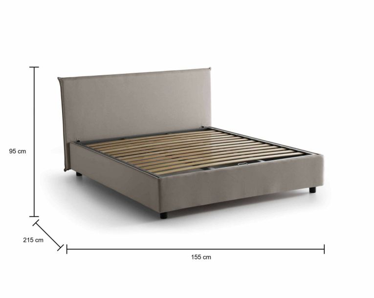 Letto francese contenitore tortora 155x215cm - Alvacus