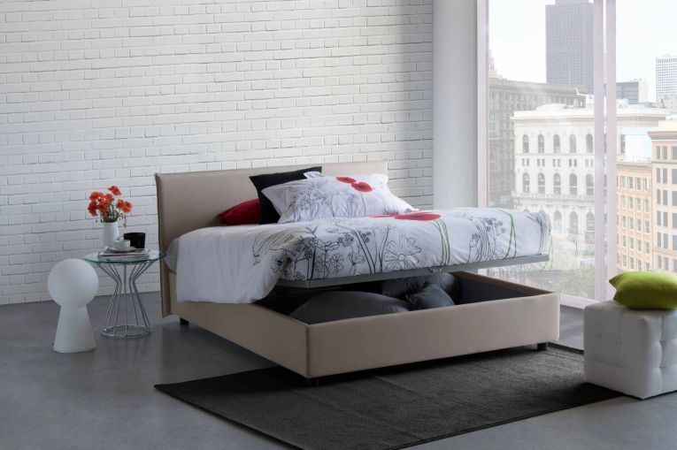 Letto francese contenitore tortora 155x215cm - Alvacus