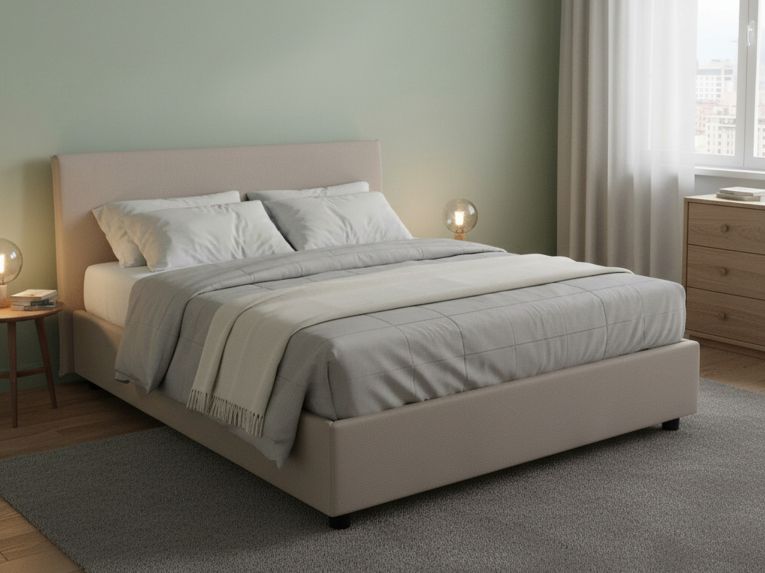 Letto francese contenitore tortora 155x215cm - Alvacus