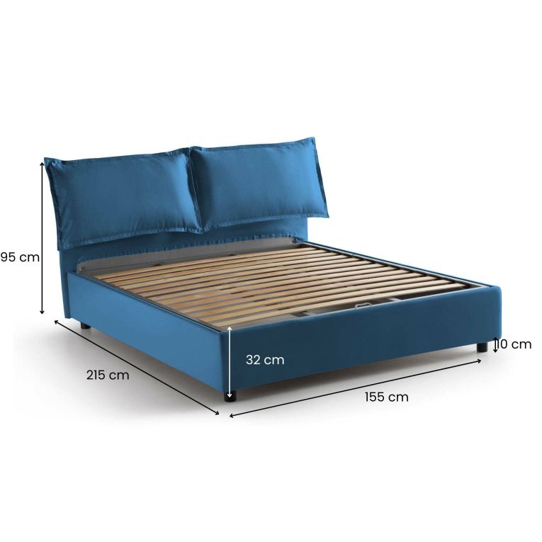 Letto francese design blu 155x215cm - Agalo