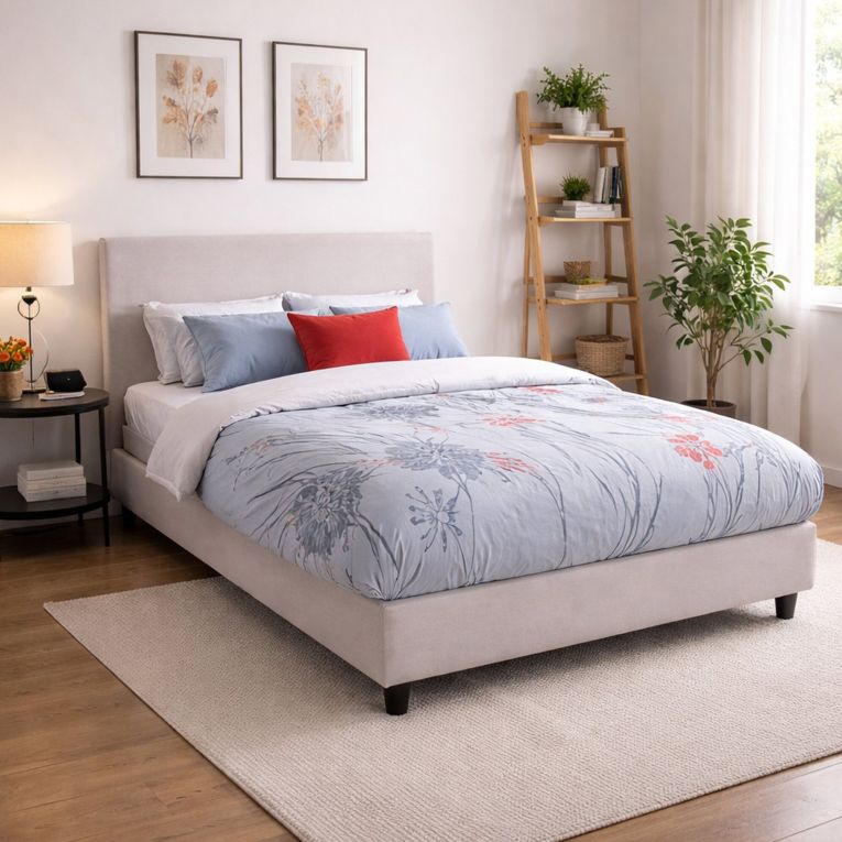 Letto francese imbottito bianco 155x205cm - Alion