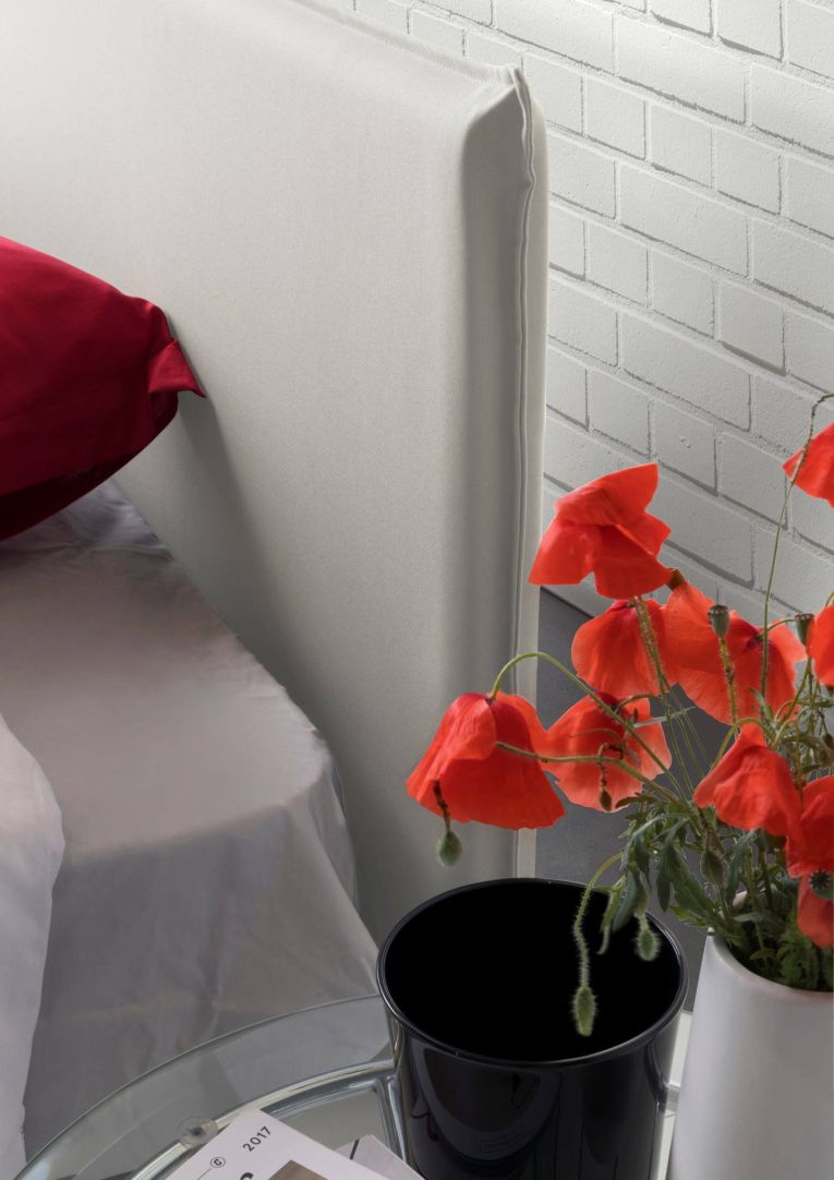 Letto francese imbottito bianco 155x205cm - Alion