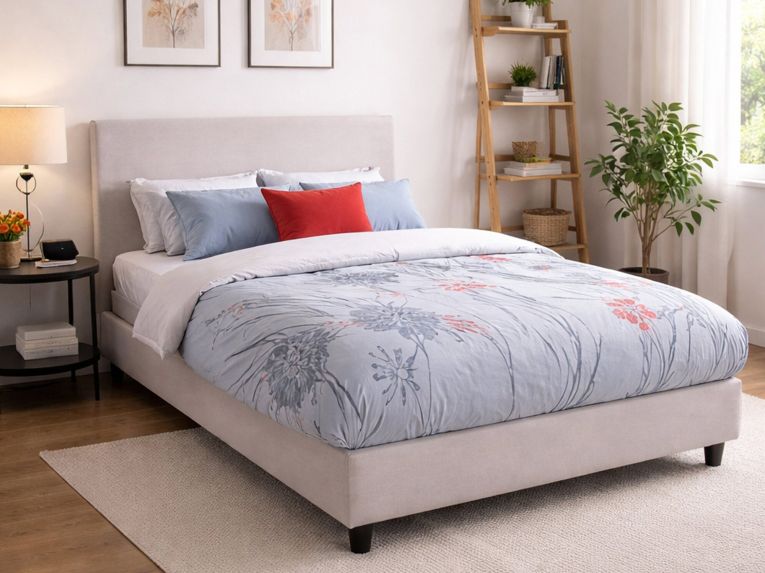 Letto francese imbottito bianco 155x205cm - Alion