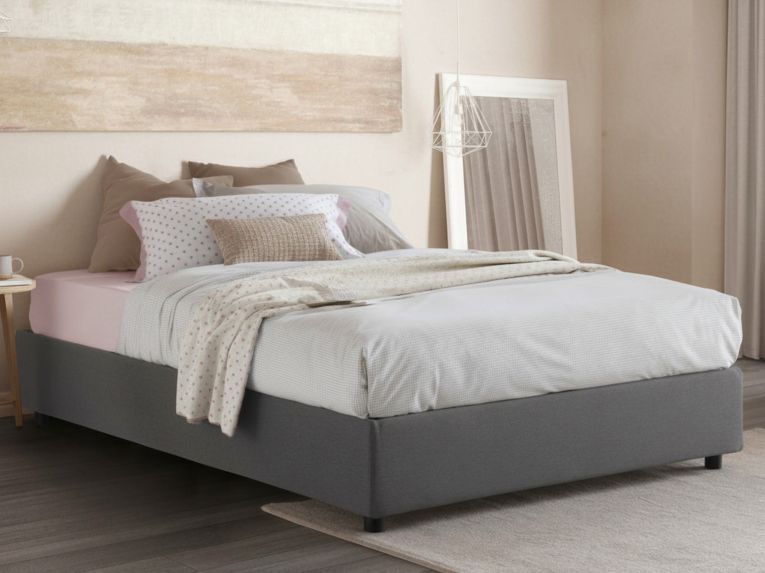 Letto francese imbottito grigio 155x215cm - Alaksir