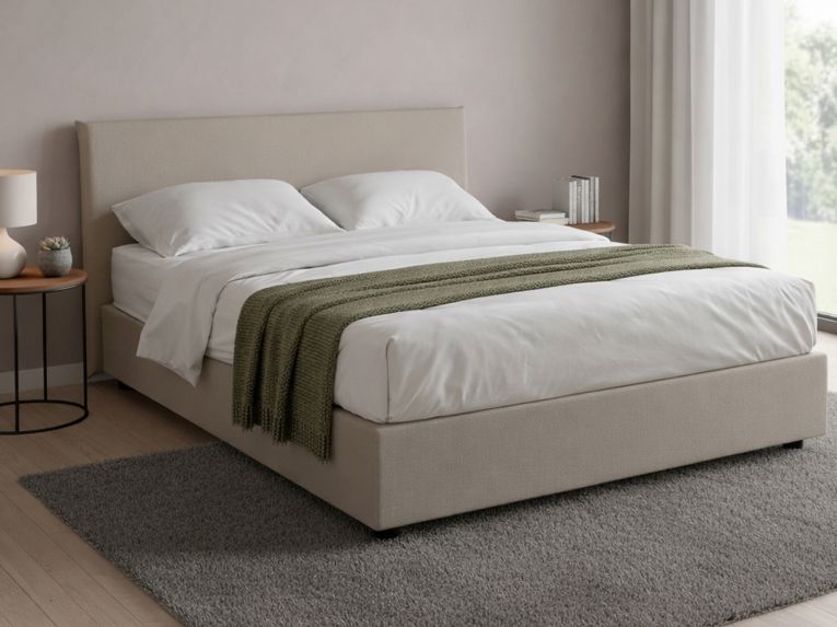 Letto francese imbottito tortora 155x215cm - Morganite