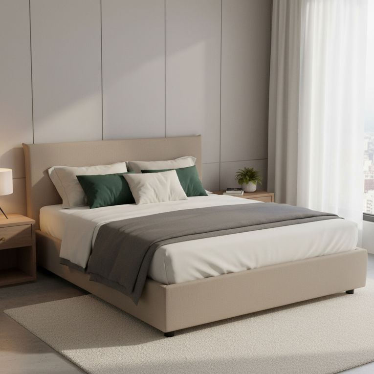 Letto francese in ecopelle tortora 155x205cm - Africa