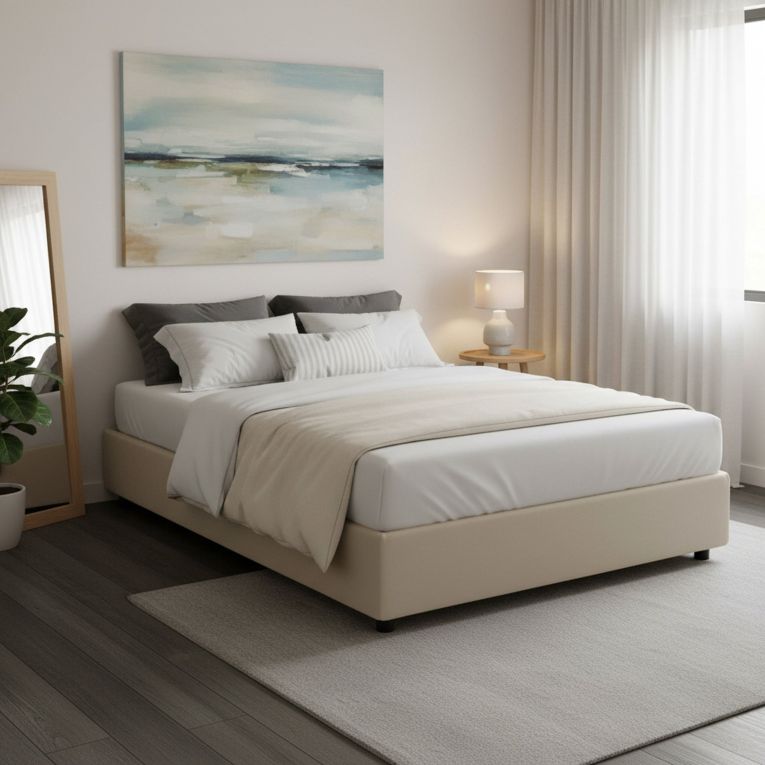 Letto francese in legno beige 155x205cm - Arto