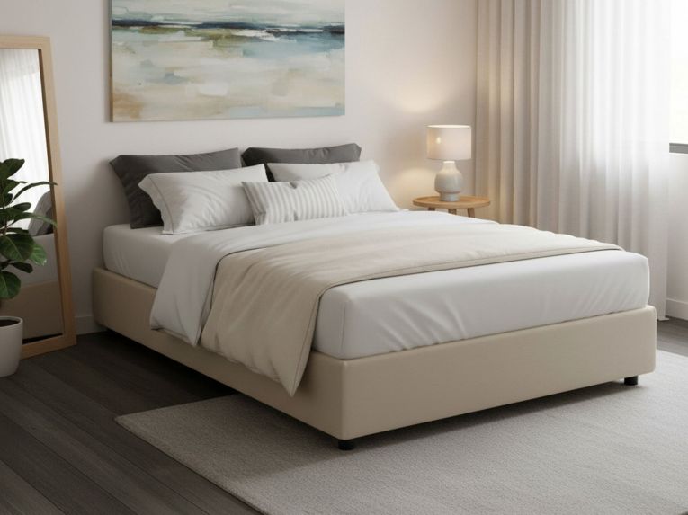 Letto francese in legno beige 155x205cm - Arto