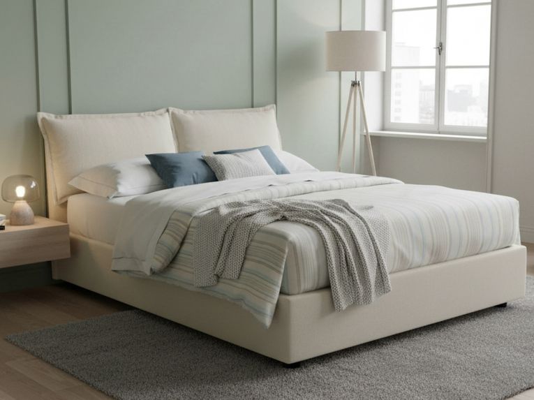 Letto francese in legno beige 155x215cm - Annica