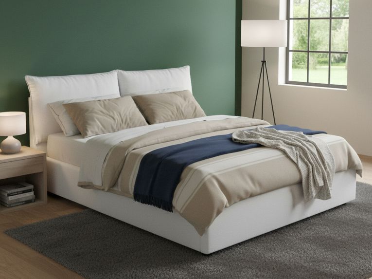 Letto francese in legno bianco 155x215cm - Agalo