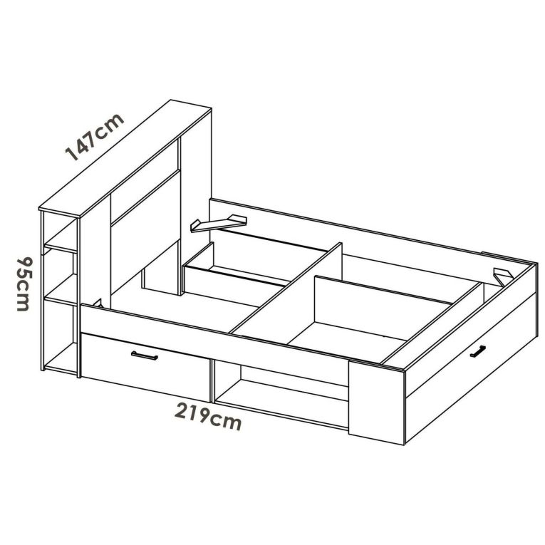Letto francese in legno bianco 218x149cm - Conching