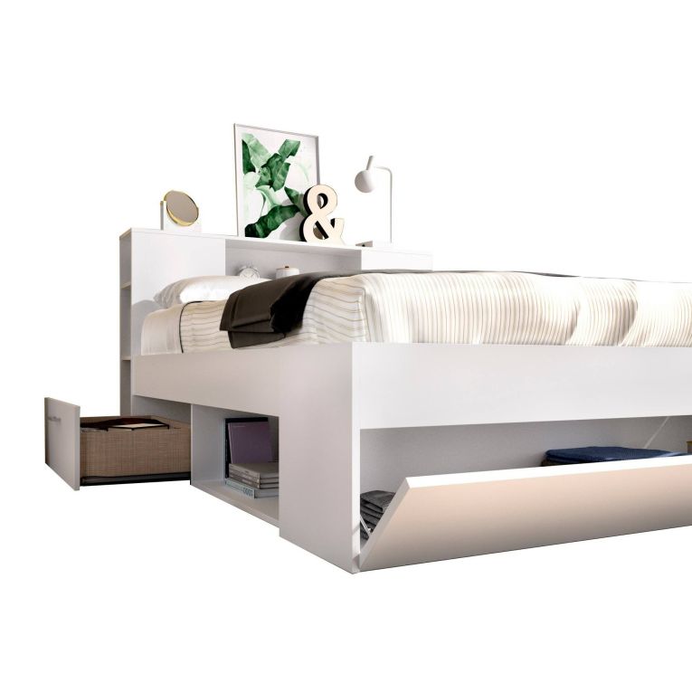 Letto francese in legno bianco 218x149cm - Conching