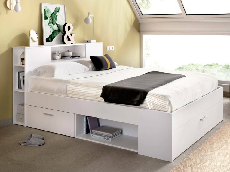 Letto francese in legno bianco 218x149cm - Conching