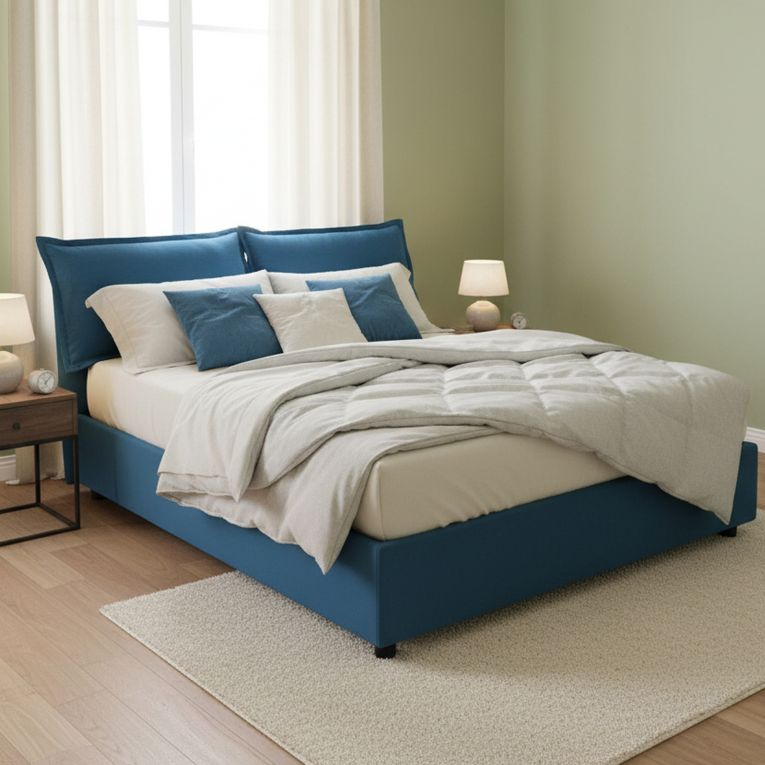 Letto francese in legno blu 155x205cm - Arden