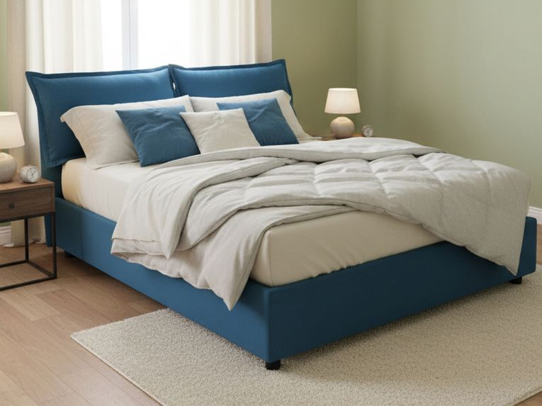 Letto francese in legno blu 155x205cm - Arden