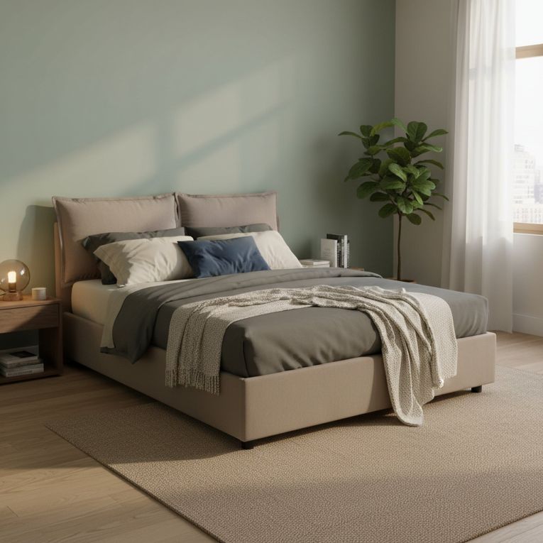 Letto francese in legno tortora 155x205cm - Askari