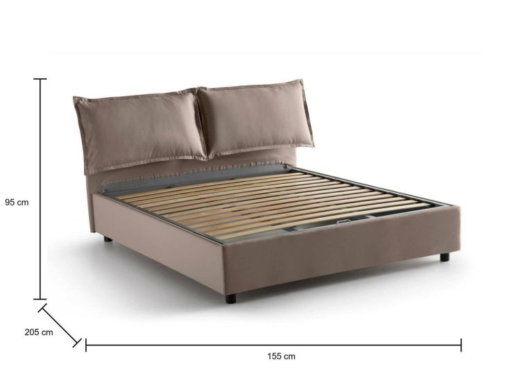 Letto francese in legno tortora 155x205cm - Askari