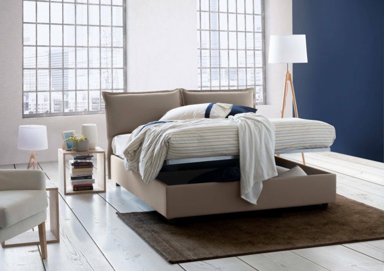 Letto francese in legno tortora 155x205cm - Askari