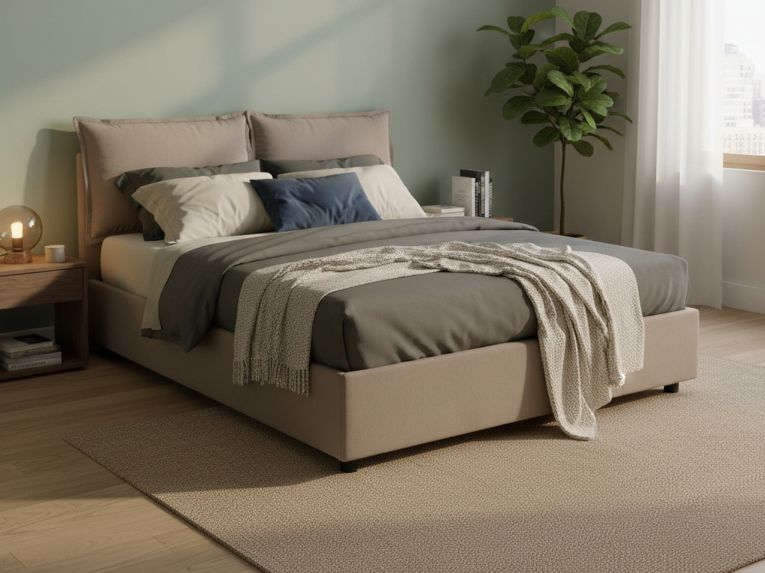 Letto francese in legno tortora 155x205cm - Askari